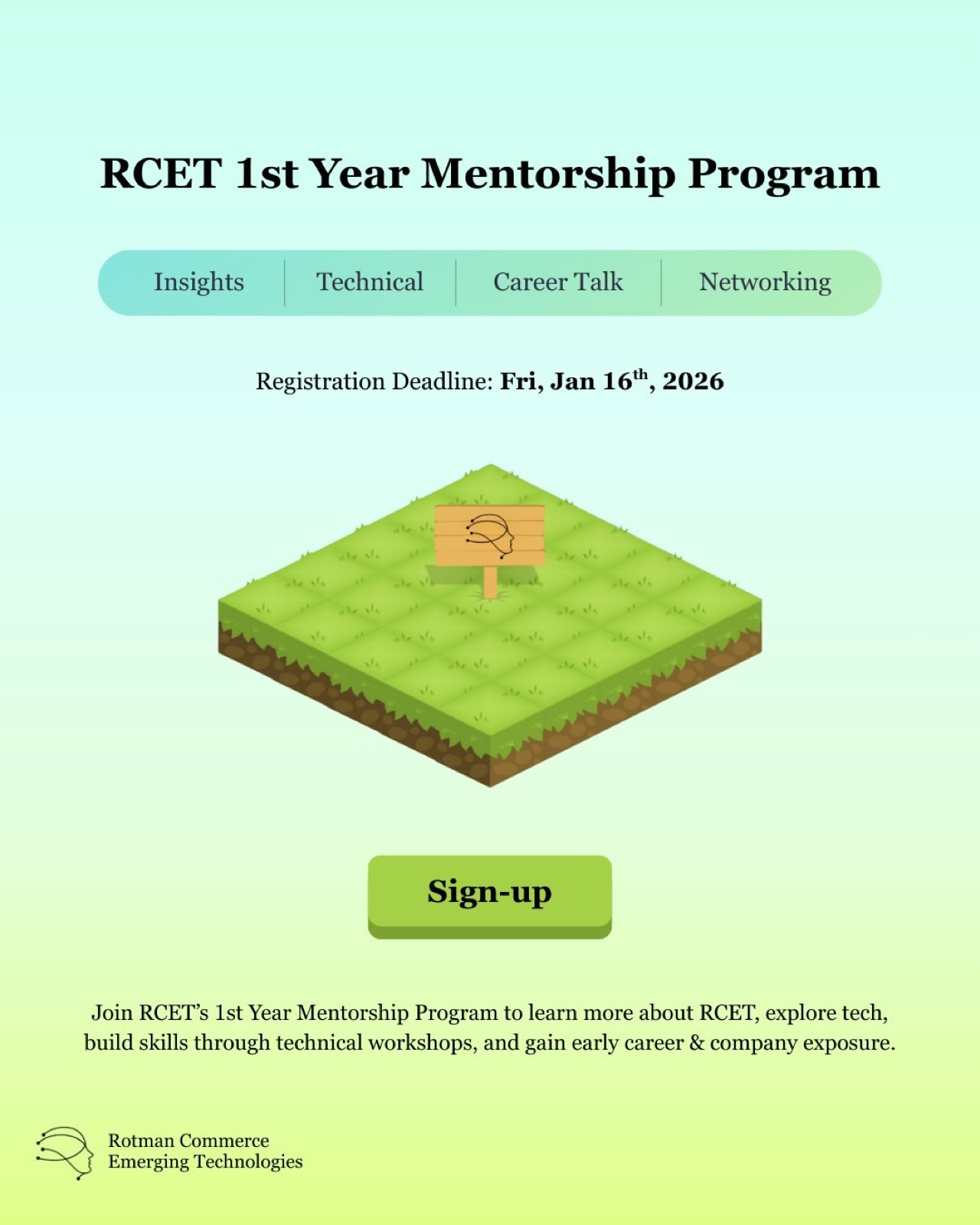 RCET first-year mentorship program poster